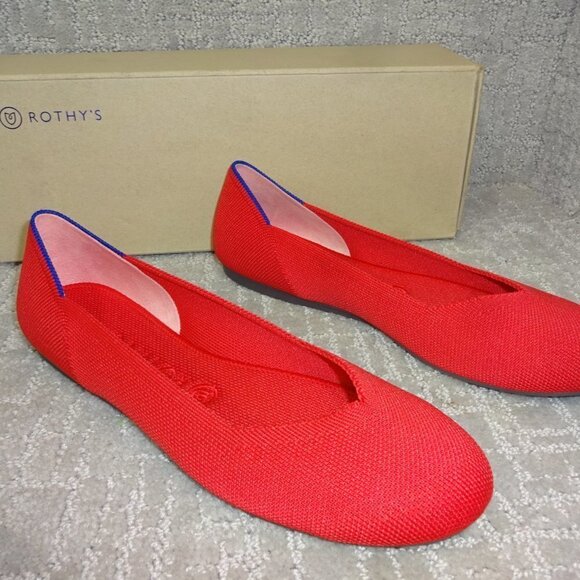 Rothys The Flat Women's Size 8.5 US Red Ruby Round Toe Slip on Flats Shoes - Picture 7 of 11